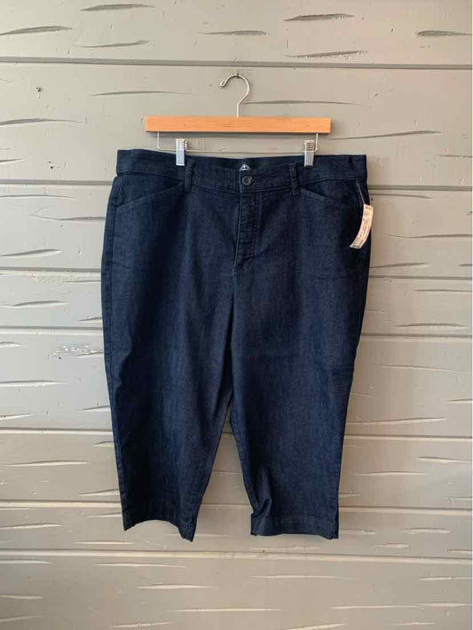 Dark navy chambray cropped pants with front pockets and button closure in size 18P.