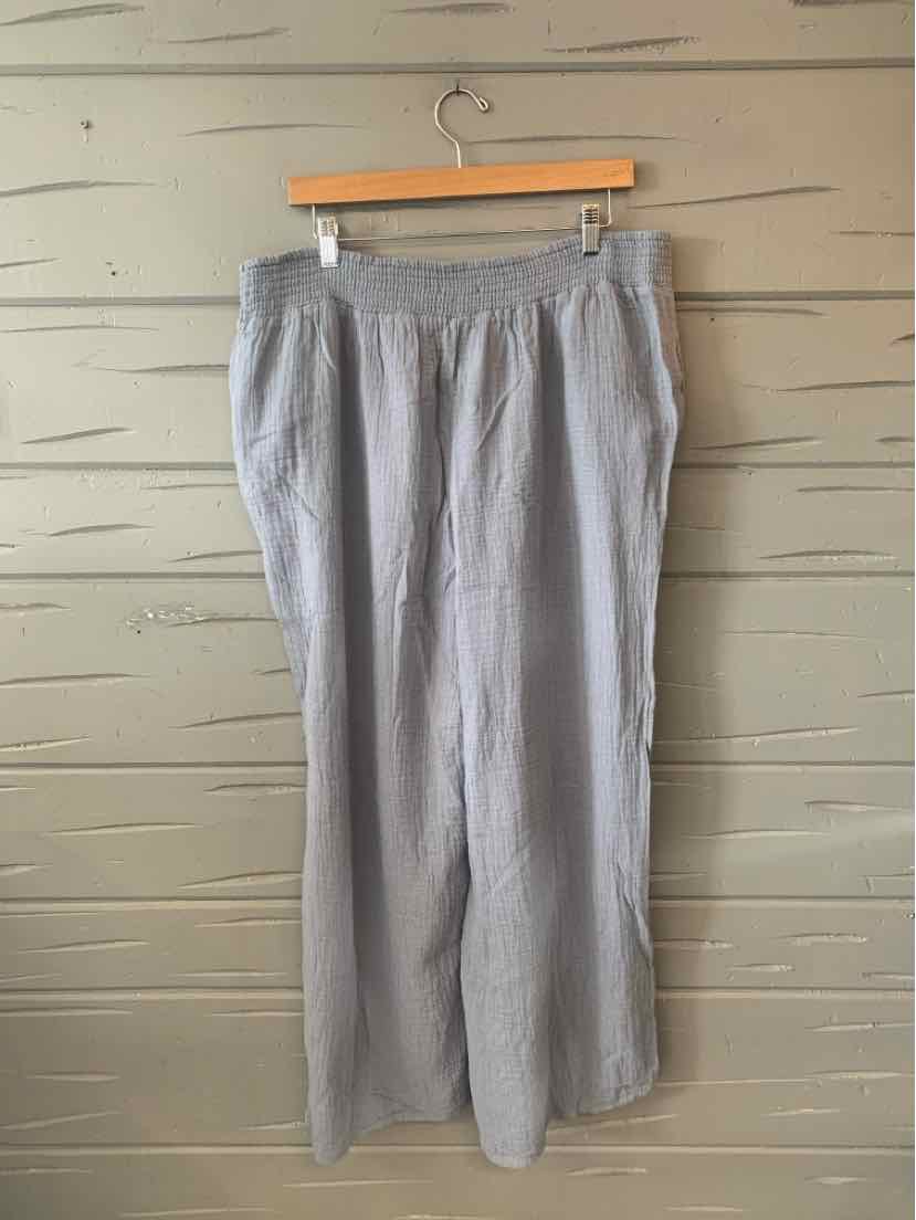 Light gray wide-leg pants with elastic waistband and side pockets, size XXL.