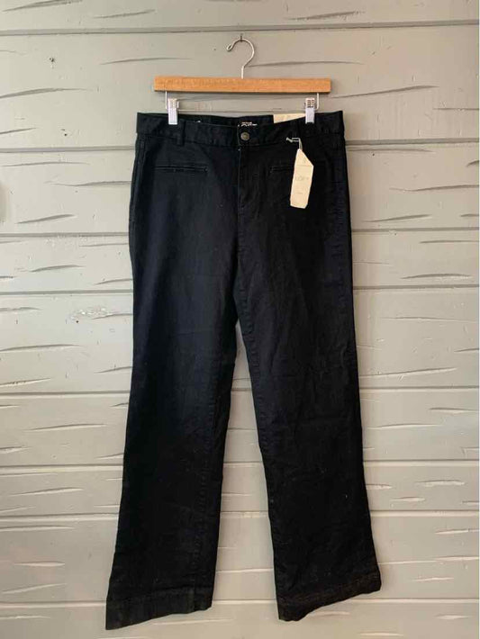 Black high-waisted denim jeans with straight legs and a front zipper closure.