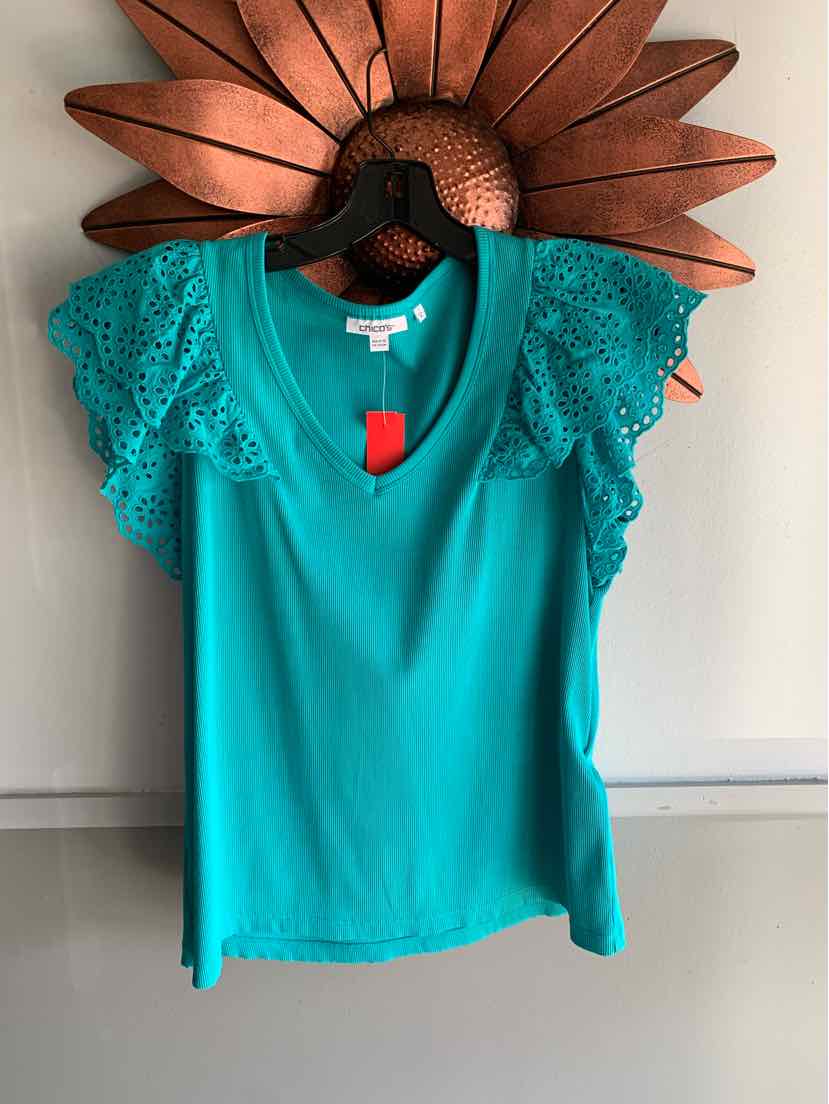 W CHICOS TEAL Size MED T