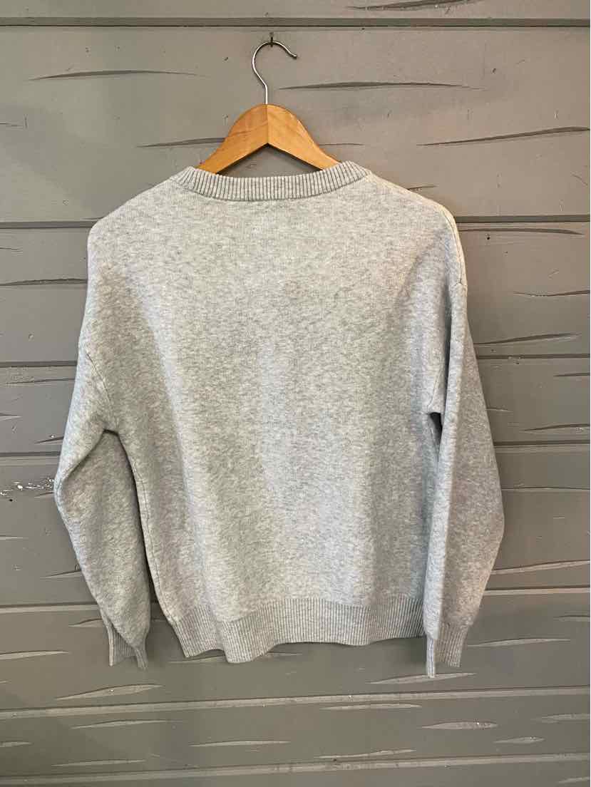 Light gray long-sleeve crewneck sweatshirt with a soft, solid knit fabric and relaxed fit.