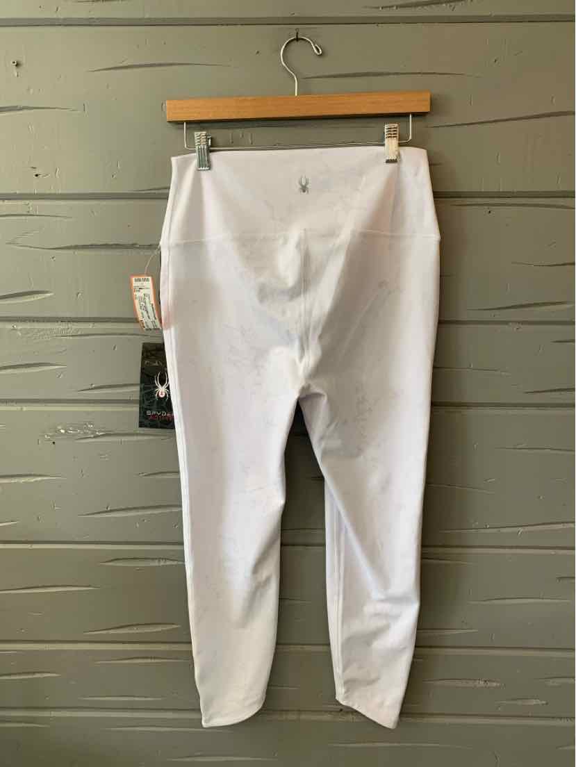 White mid-rise slim-fit pants with a cropped length, smooth fabric, and no visible patterns.