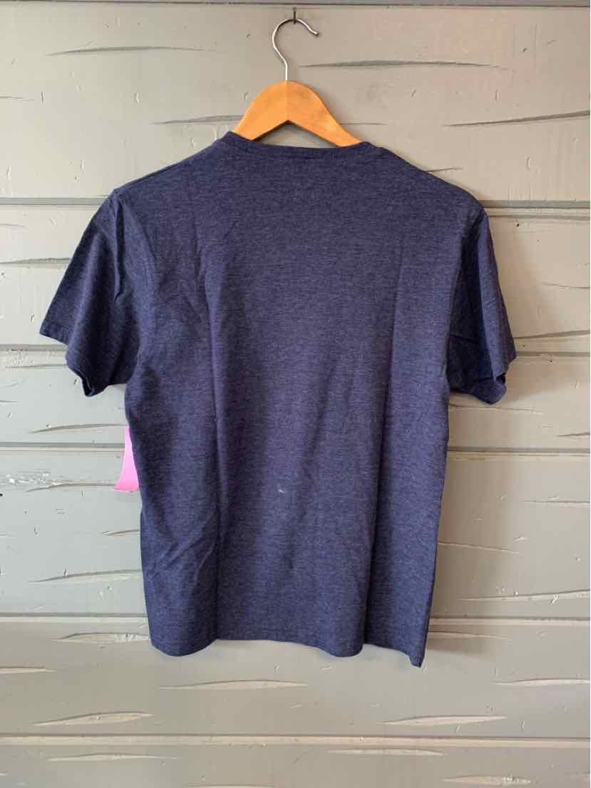 Dark gray short-sleeve cotton T-shirt with crew neck, plain back, and casual fit.