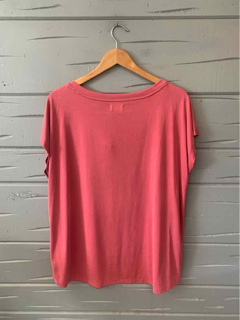 Mauve short-sleeve loose-fit t-shirt with round neckline, size XXL.