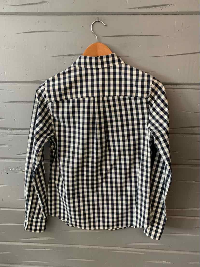 Black and white gingham button-up shirt with long sleeves and collar, size 4T.