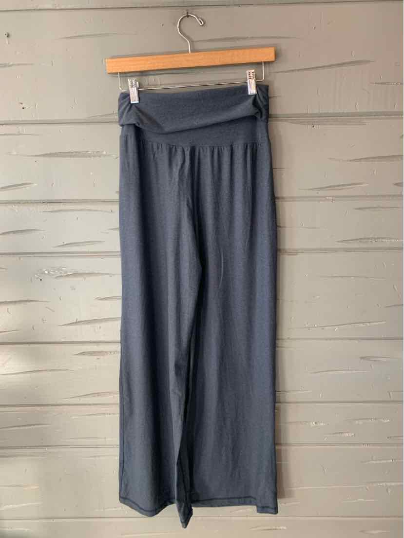 Gray Old Navy wide-leg pants with a high-rise elastic waistband and soft draped fabric.