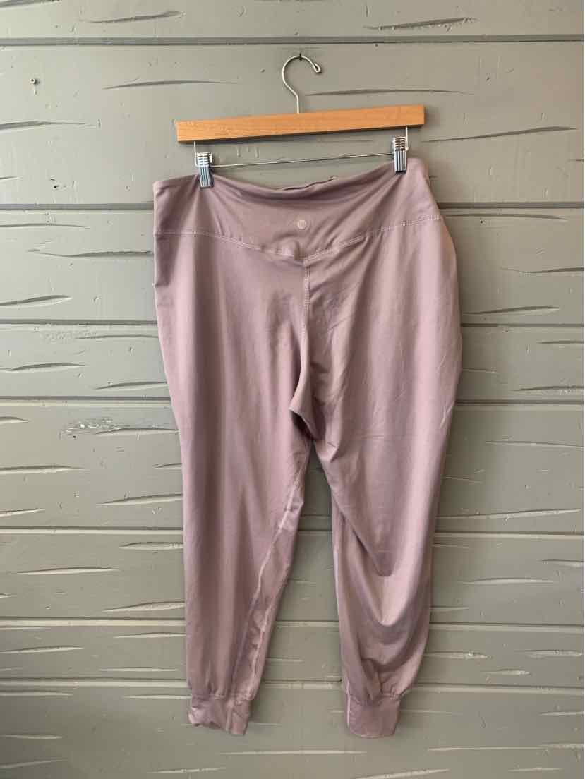 Light lavender jogger pants with elastic waistband and cuffs, size 2X, solid color.