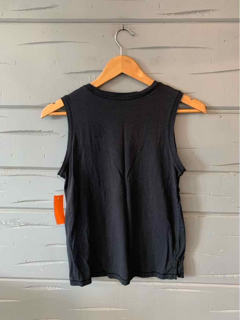 Black sleeveless scoop neck top in soft, lightweight fabric, size XS.