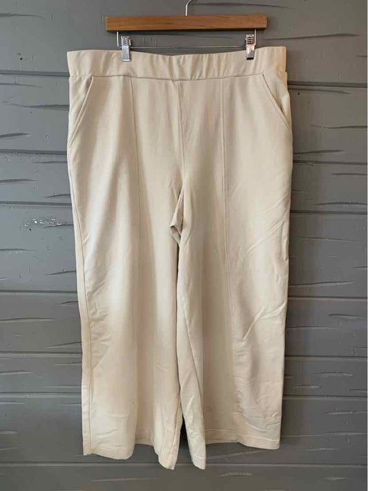 Beige wide-leg pants with elastic waistband and side pockets in size XXL.
