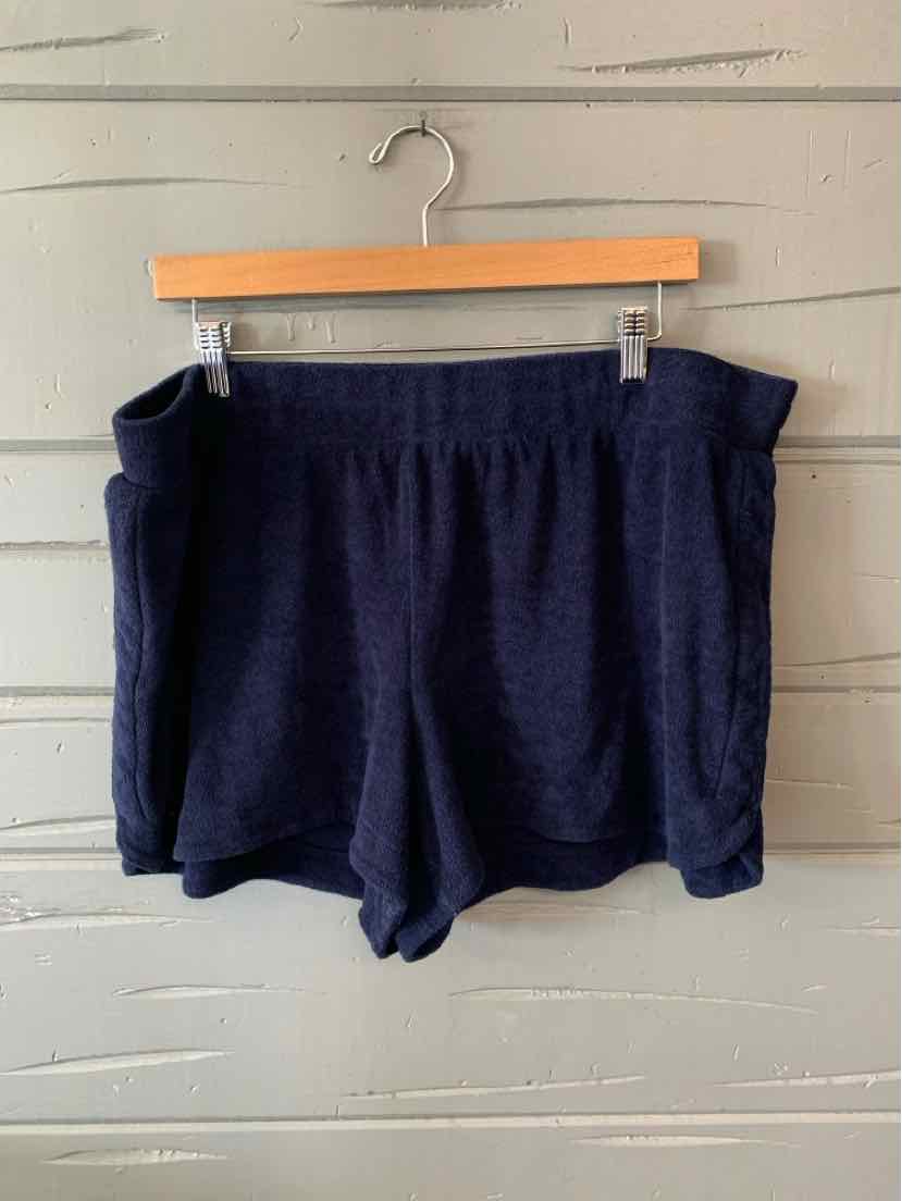 Solid navy blue soft fabric shorts with an elastic waistband, size XXL.