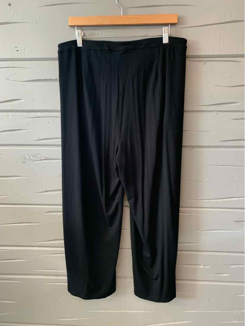 Black wide-leg pants in XL with a smooth, lightweight fabric and elastic waistband.