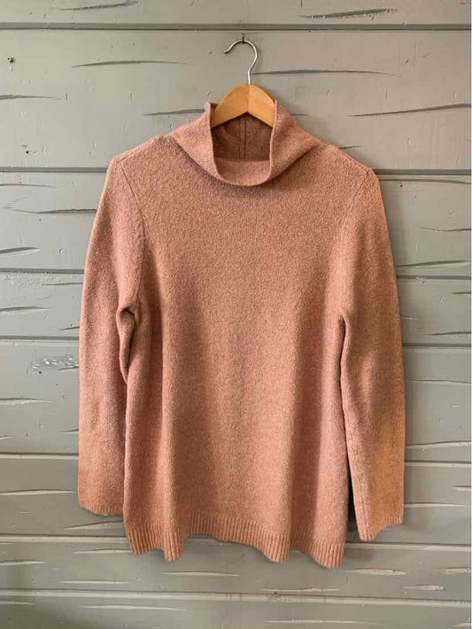 Mauve long-sleeve sweater with a relaxed fit and soft, slightly textured knit fabric.
