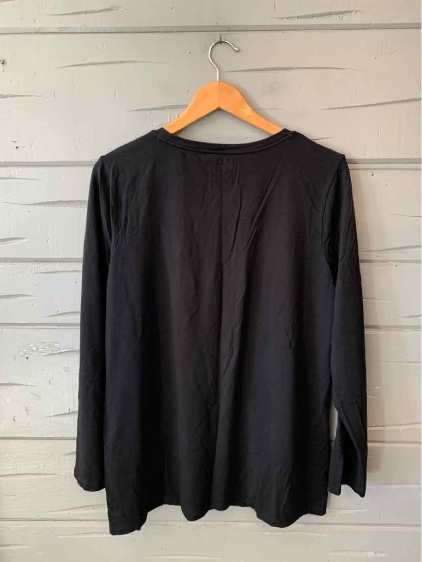 Black Chicos long-sleeve top with a relaxed fit and simple solid design.