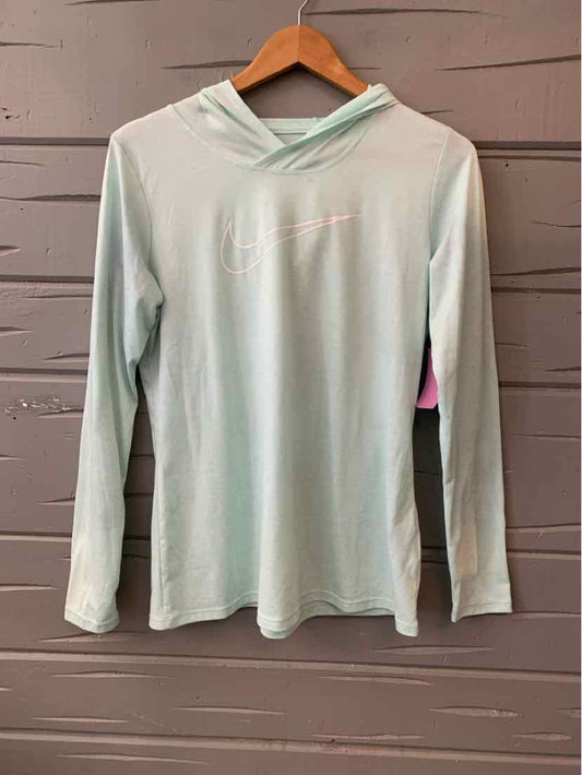 Light green long-sleeve Nike hoodie with subtle logo, lightweight fabric, relaxed fit.