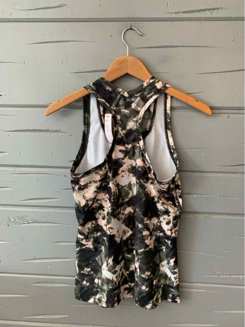 Sleeveless athletic tank top with black, white, and gray abstract camo pattern, medium size.