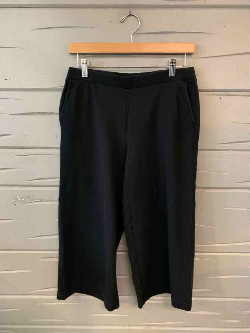 Black cropped wide-leg pants with a high waist and tail pockets.