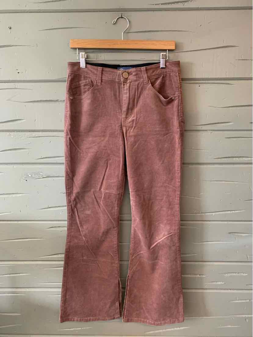 Mauve corduroy pants with front pockets and belt loops, straight-leg cut, size 6P.