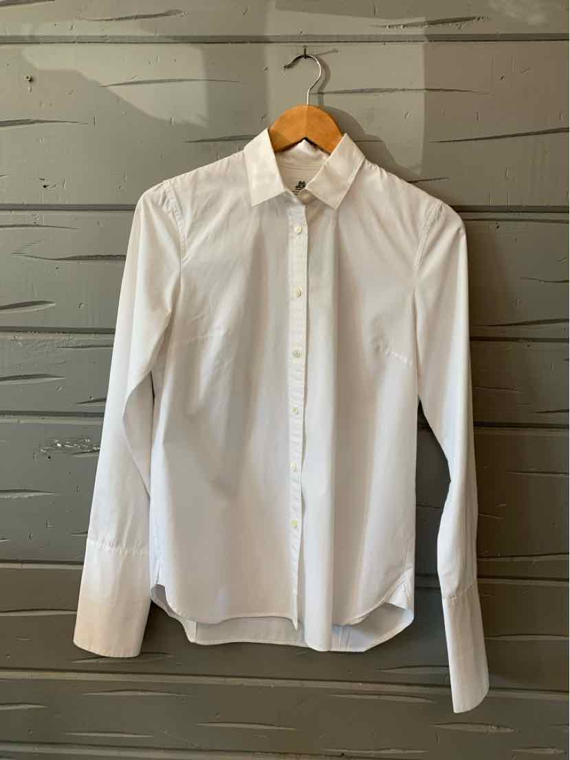 White long-sleeve button-down shirt with pointed collar, J.Crew size 4.