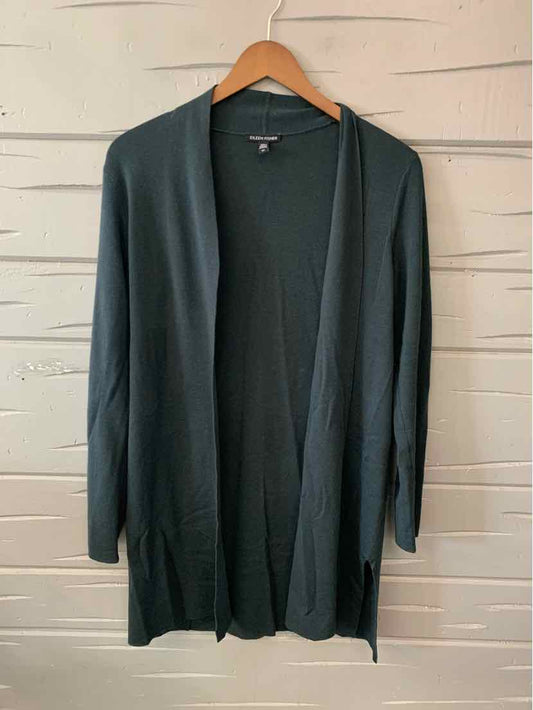 Long open-front cardigan in solid muted gray with lightweight, smooth fabric and relaxed fit.