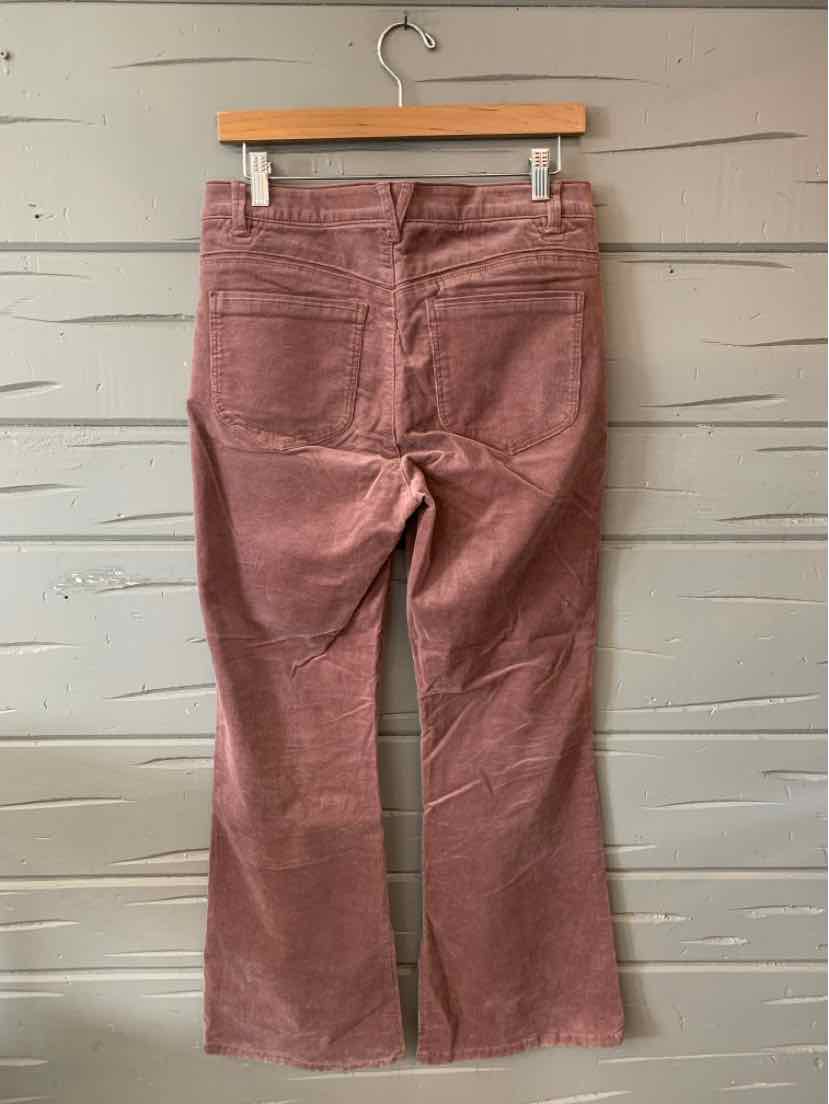 Mauve corduroy pants with a slightly flared leg and back pockets, size 6P.