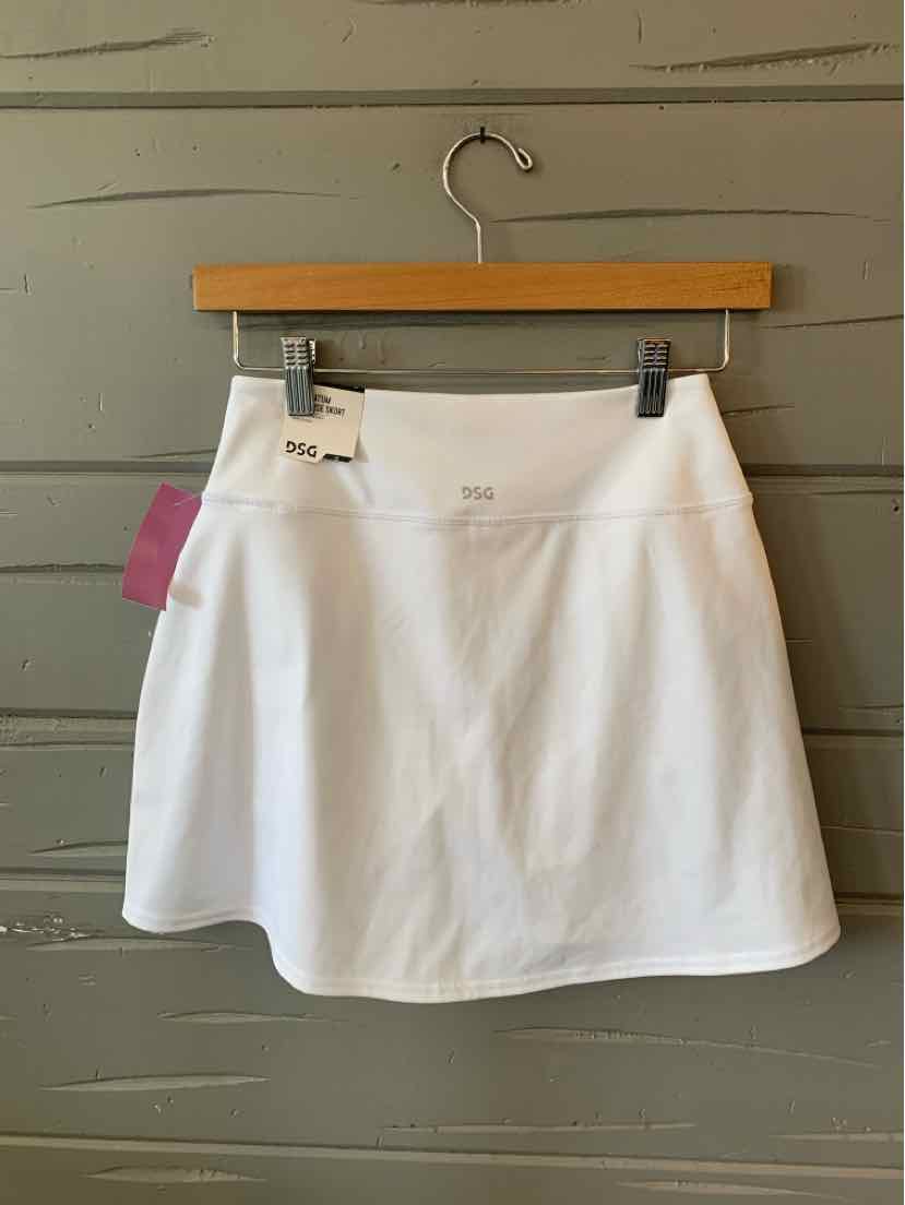 White A-line skirt in size XS with belt loops and button detail at the waistband.