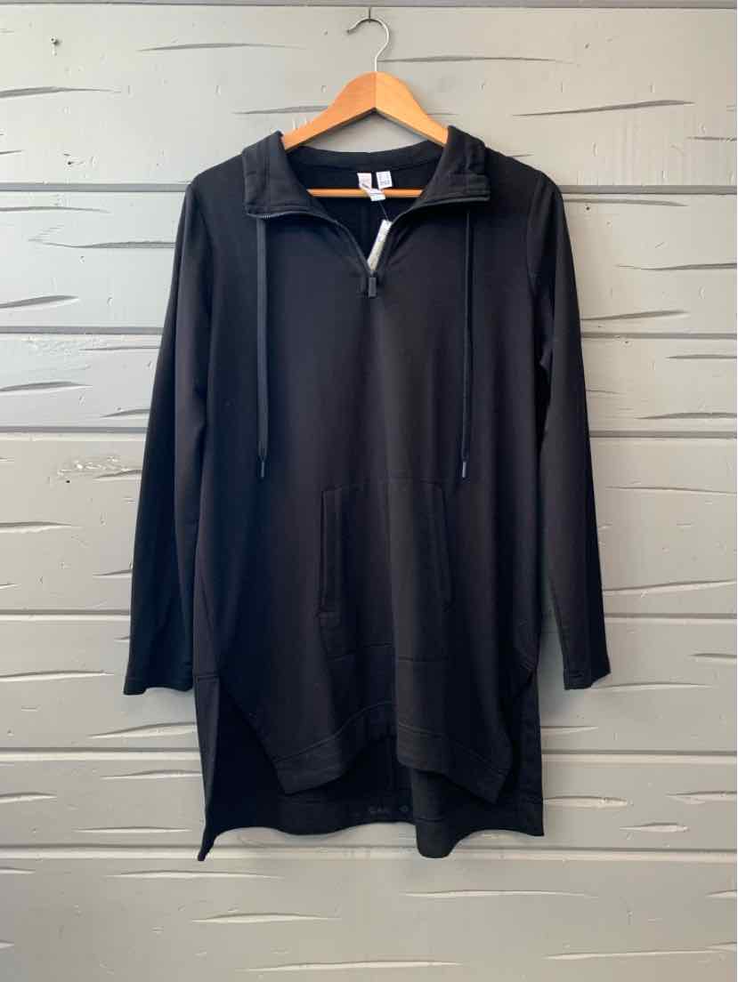 Black women’s SG Sport long-sleeve zip-front athletic jacket with a high collar and curved hem.