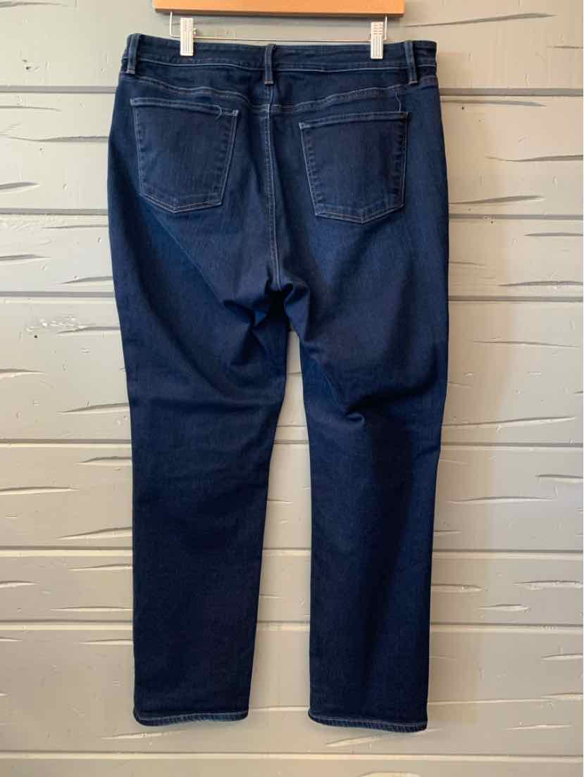 Dark indigo Talbots women’s jeans with a straight-leg cut, belt loops, and two back pockets.