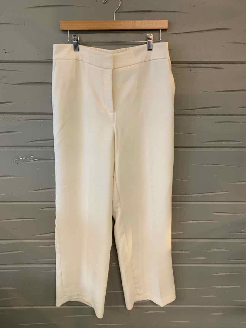 Stone-colored high-waisted wide-leg pants with front seam detail, size 10.