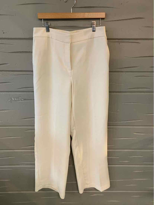 Stone-colored high-waisted wide-leg pants with front seam detail, size 10.