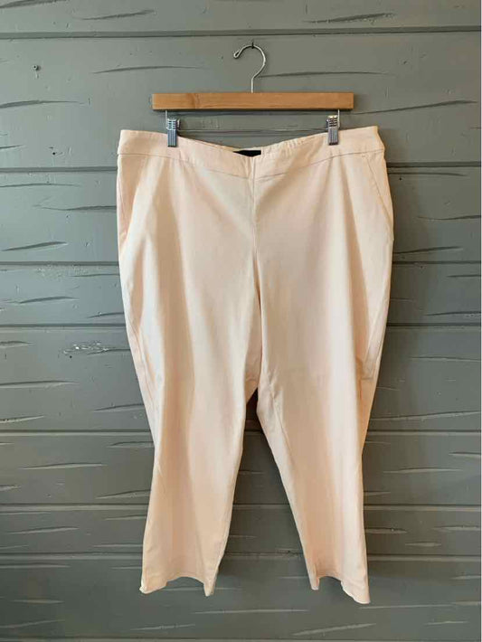 Light beige cropped pants with front zipper and side pockets, size 16.